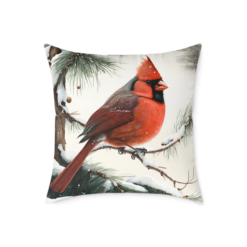 Christmas Cardinal in the Snow - Throw Pillow