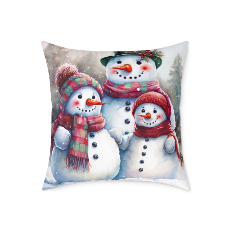 Loving Family of Snowmen - Throw Pillow